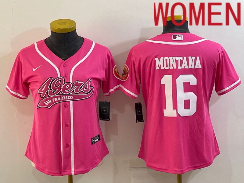 Women San Francisco 49ers #16 Montana Pink 2022 Nike Co branded NFL Jerseys->san francisco 49ers->NFL Jersey